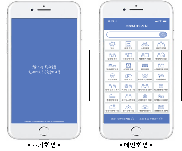 코로나19 지침 검색 모바일 앱(App) 화면 [제공=서울시]